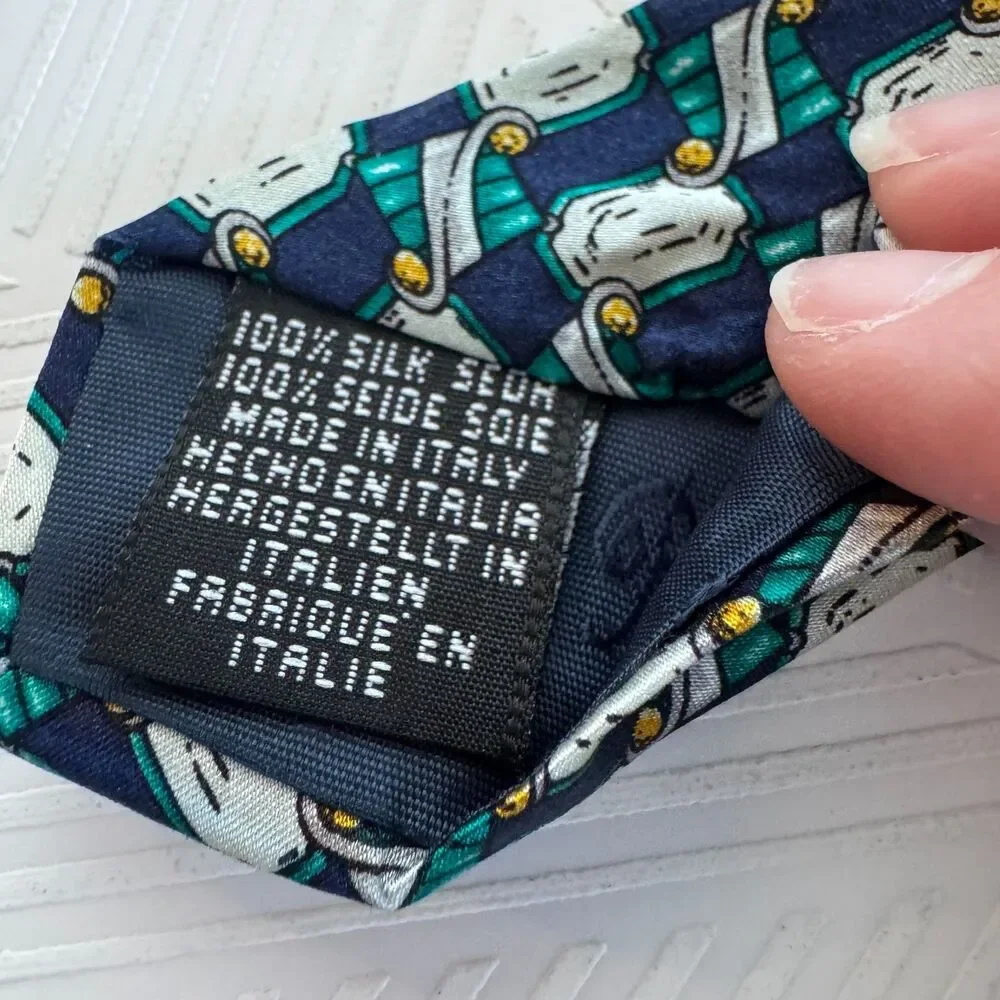 Luca Franzini Tie Rack Luxury Tie Navy Gemstone Print Silk Necktie